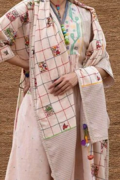 Sunira Designs Pink Patchwork Stole -Inca Sales Store j2229d 4