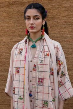 Sunira Designs Pink Patchwork Stole -Inca Sales Store j2229d 5