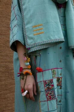 Sunira Designs Blue Embroidered Stole -Inca Sales Store j2230a 4