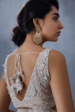 Torani Off White Tulle Aari Work Blouse -Inca Sales Store jpss013b 2