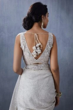 Torani Off White Tulle Aari Work Blouse -Inca Sales Store jpss013b 3