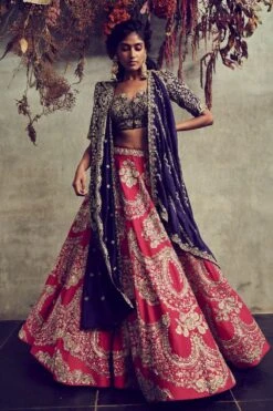 Jayanti Reddy Embroidered Red Lehenga Set