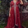 Jayanti Reddy Zardosi Embroidered Anarkali Set In Chanderi Silk