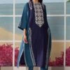 Ikai Blue Panelled Kaftan Tunic Set -Inca Sales Store kft3109 1