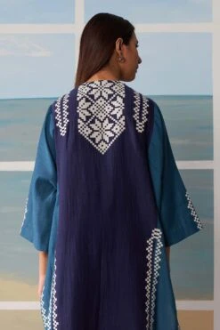Ikai Blue Panelled Kaftan Tunic Set -Inca Sales Store kft3109 3