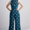 KoAi Teal Polka Dotted Jumpsuit -Inca Sales Store kofw20058 1