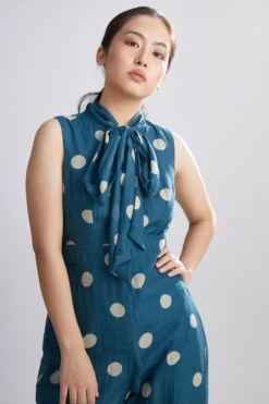KoAi Teal Polka Dotted Jumpsuit -Inca Sales Store kofw20058 3