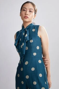 KoAi Teal Polka Dotted Jumpsuit -Inca Sales Store kofw20058 4