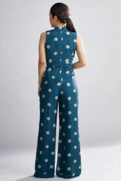 KoAi Teal Polka Dotted Jumpsuit -Inca Sales Store kofw20058 5
