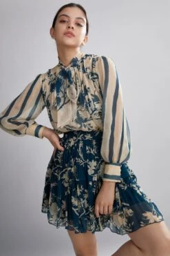 KoAi Teal Floral Printed Skirt -Inca Sales Store kofw20072 3