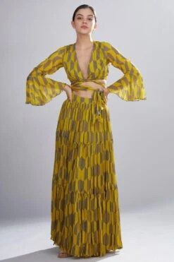 KoAi Chiffon Geometric Pleated Skirt -Inca Sales Store kofw20095 3