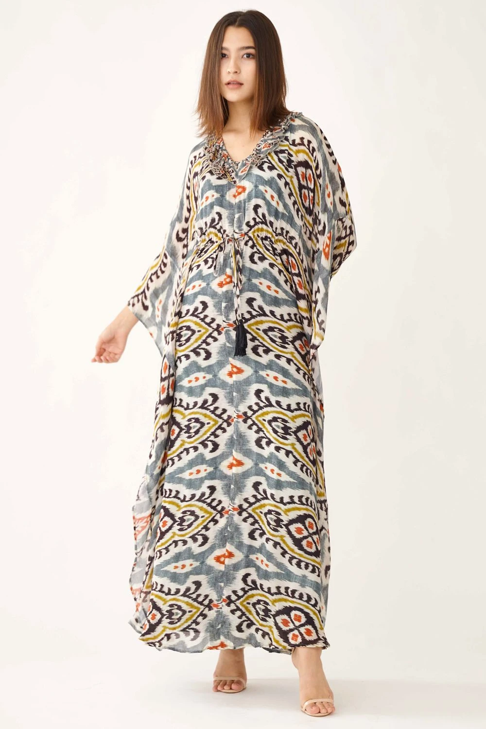 KoAi Multi-coloured Dabu Print Kaftan 3 KoAi Multi-coloured Dabu Print Kaftan