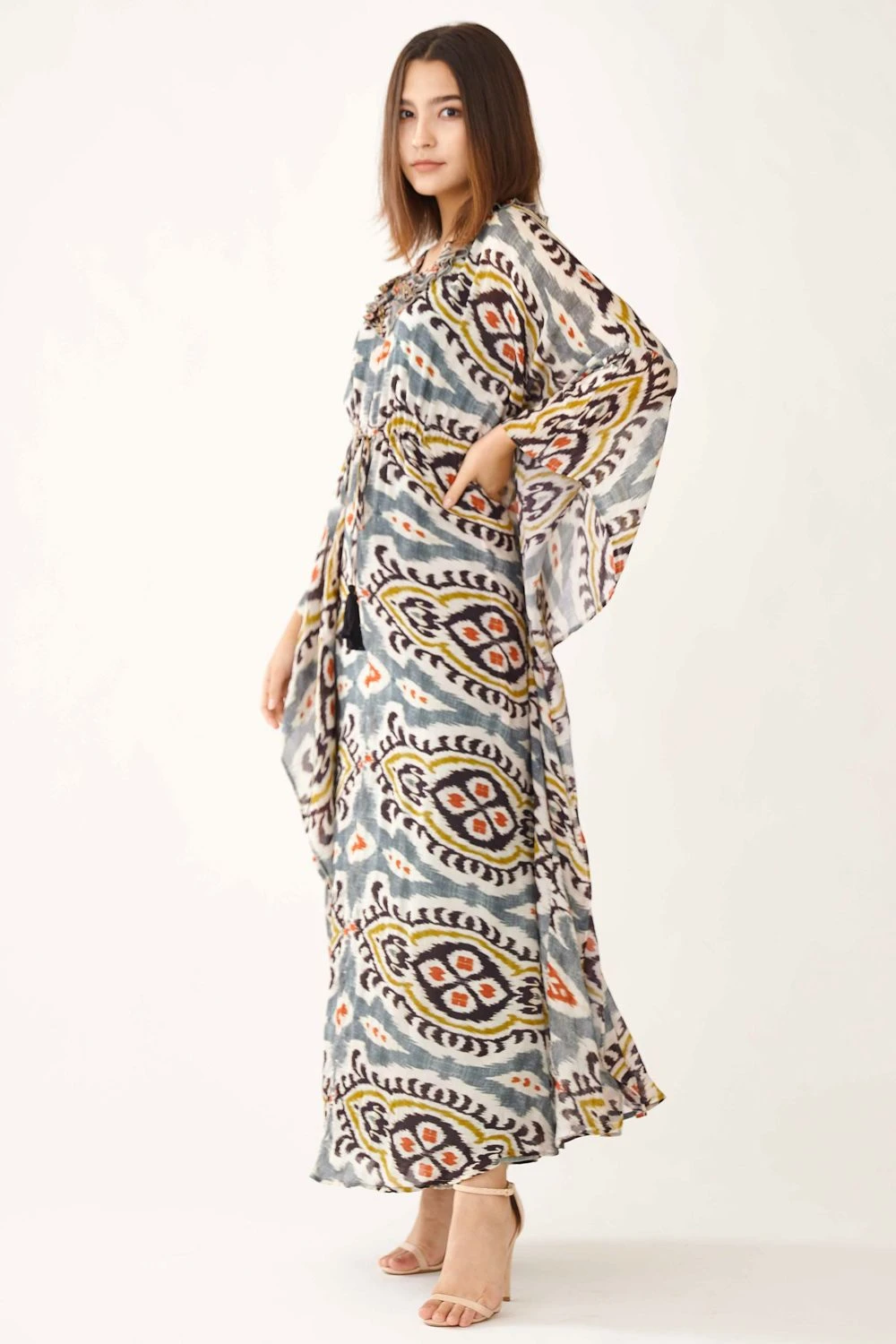 KoAi Multi-coloured Dabu Print Kaftan 5 KoAi Multi-coloured Dabu Print Kaftan - Image 3