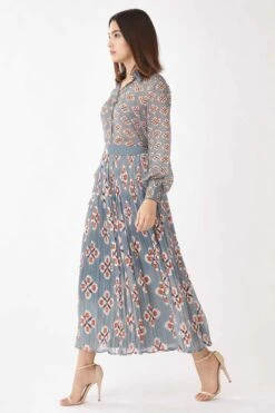 KoAi Blue Printed Georgette Crinkled Skirt -Inca Sales Store kofw21009 3