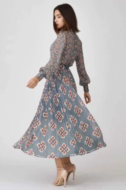 KoAi Blue Printed Georgette Crinkled Skirt -Inca Sales Store kofw21009 4