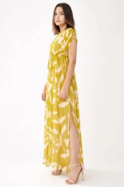 KoAi Mustard & Peach Floral Kaftan -Inca Sales Store kofw21017 2