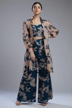 KoAi Pink & Teal Floral Long Shirt