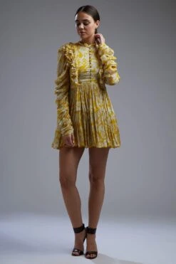 KoAi Yellow Floral Short Dress