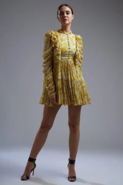 KoAi Yellow Floral Short Dress -Inca Sales Store koss2015 2
