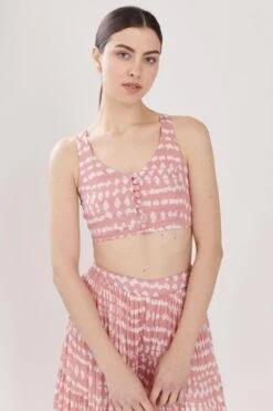 KoAi Pink & White Abstract Bustier