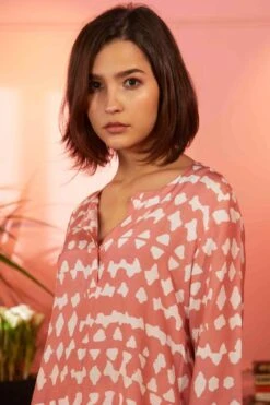 KoAi Pink & White Abstract Print Kurta -Inca Sales Store koss21063 3