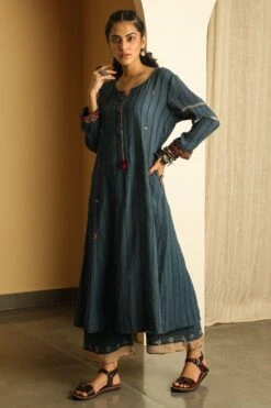 Medha Cotton Striped Blue Kurta -Inca Sales Store ku s21 bbb 1 2