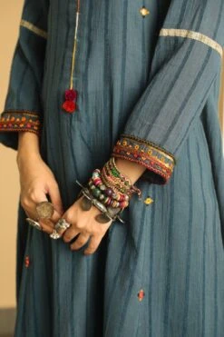 Medha Cotton Striped Blue Kurta -Inca Sales Store ku s21 bbb 3 2