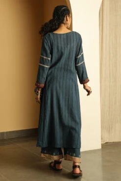 Medha Cotton Striped Blue Kurta -Inca Sales Store ku s21 bbb 4 2