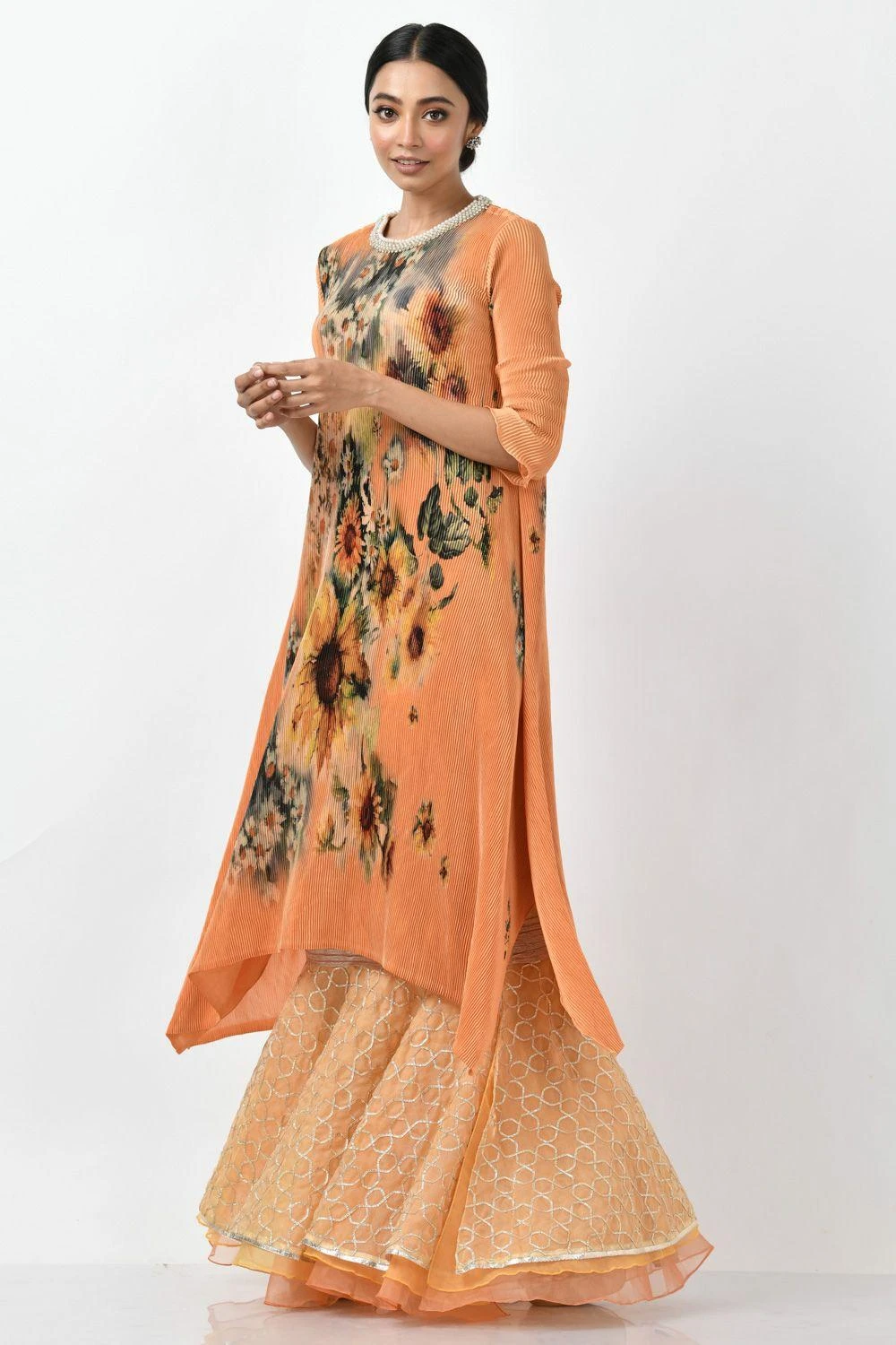 Kiran Uttam Ghosh Mango Sunflower Printed Tunic 5 Kiran Uttam Ghosh Mango Sunflower Printed Tunic - Image 3