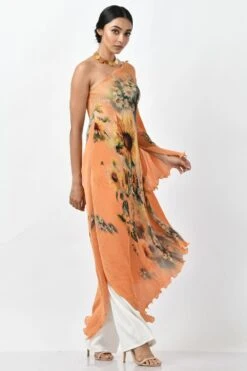 Kiran Uttam Ghosh Mango Sunflower Printed One Shoulder Dress -Inca Sales Store kug2021017 3