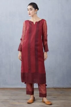 Torani Maroon Abhra Kurta Set 10 Torani Maroon Abhra Kurta Set -Inca Sales Store kyaw089 kyaw090 kyaw091 3