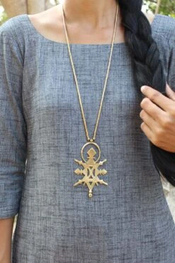 Messiah Craft Large Brass African Cross Pendant