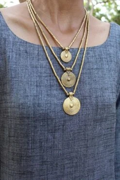 Messiah Craft Layered Brass Spiral Pendant Necklace