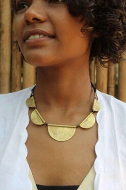 Messiah Craft Textured Half Moon Necklace