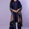 Prahnaaya Navy Blue Pintuck Kurta Set With Ajrakh Dupatta -Inca Sales Store mdghhkfstsc 1