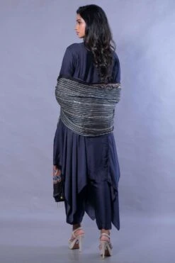 Prahnaaya Navy Blue Pintuck Kurta Set With Ajrakh Dupatta -Inca Sales Store mdghhkfstsc 4