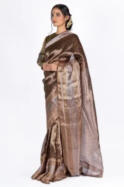 Mimamsaa Burgundy Tissue Silk Sari