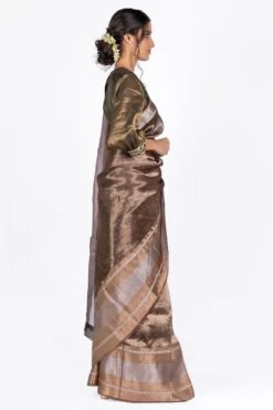 Mimamsaa Burgundy Tissue Silk Sari -Inca Sales Store mim01021 3