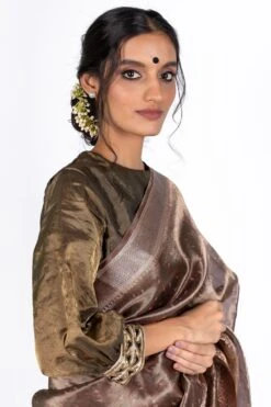 Mimamsaa Burgundy Tissue Silk Sari -Inca Sales Store mim01021 4