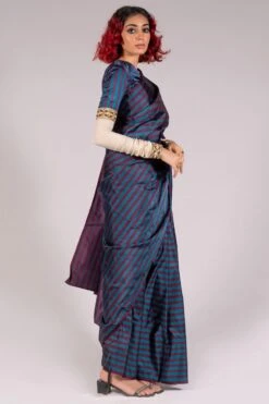 Mimamsaa Teal & Wine V Neck Blouse -Inca Sales Store mim01224 2