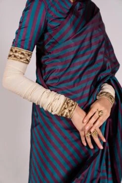 Mimamsaa Teal & Wine V Neck Blouse -Inca Sales Store mim01224 3