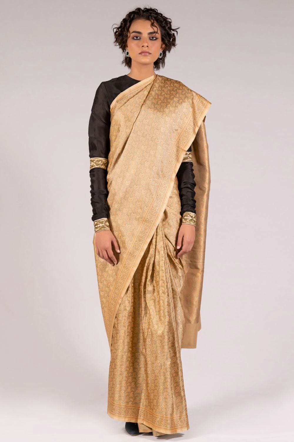 Mimamsaa Silk Chanderi Black Blouse 3 Mimamsaa Silk Chanderi Black Blouse