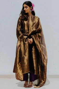Mimamsaa Antique Gold Tissue Kurta Set -Inca Sales Store mim01310 2