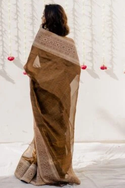 Mimamsaa Olive Tissue Silk Woven Sari With Blouse Piece -Inca Sales Store mimrj016 4