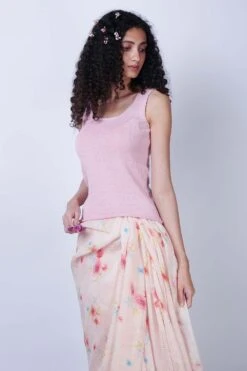 Nadiya Paar Pink Blouse With Bead Detail