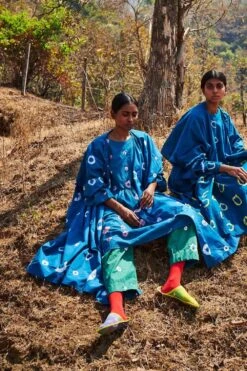 Cerulean Blue Bandhani Dress -Inca Sales Store nari dress 2