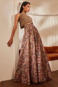 Nikita Mhaisalkar Brick Printed Sheeted Lehenga Set -Inca Sales Store nf f22 006 3