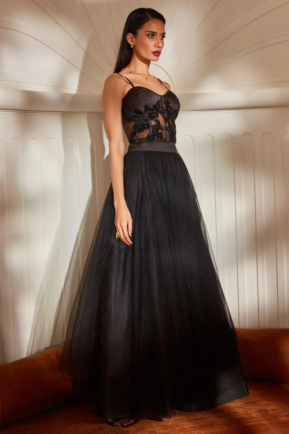 Nikita Mhaisalkar Black Tulle Embellished Lehenga Set 4 Nikita Mhaisalkar Black Tulle Embellished Lehenga Set - Image 2