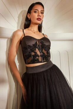 Nikita Mhaisalkar Black Tulle Embellished Lehenga Set 9 Nikita Mhaisalkar Black Tulle Embellished Lehenga Set -Inca Sales Store nf f22 015 3