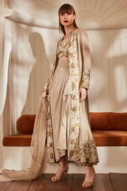 Nikita Mhaisalkar Ivory Embellished Jacket Set -Inca Sales Store nf f22 017 2